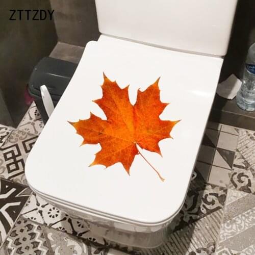 ZTTZDY 23.8×22CM Autumn Maple Leaves Bathroom Toilet Decor Accessories Kids Room Wall Stickers T6-0220