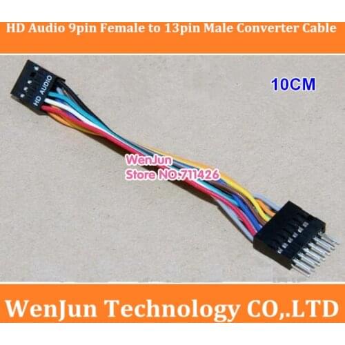 10cm HD Audio 9-Pin Female to 13 Pin Male Converter Cable Cord For Lenovo Host connection common ATX Motherboard