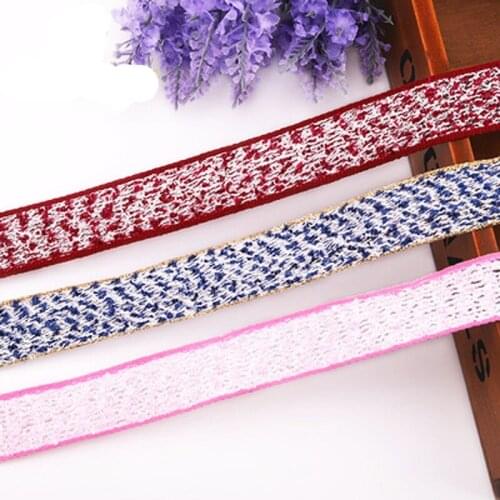 2yards 2.4CM Diy Apparel Accessories Red Blue Cotton Lace Ribbon Handmade Cotton Lace Trims Wedding Scrapbook Decoration