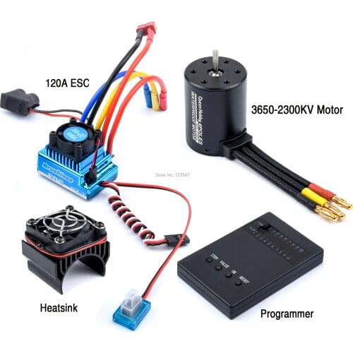 3650 2300KV Brushless Motor & 45A 60A 80A 120A ESC with Program Car Combo for 1:10 RC Car RC Boat Part