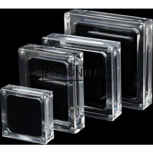 50pcs Acrylic Gem Box White & Black Showcase Gemstone Casket Diamond Display Stand Holder Necklace Storage Organizer Case
