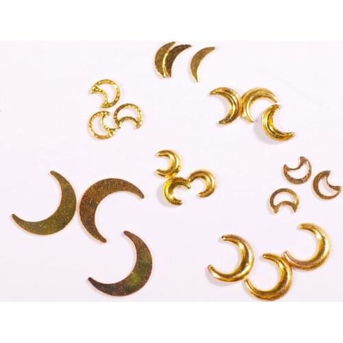 500 pieces Gold Moon 3 mm 4mm 5mm Glitter 3D Nail Art Decoration Alloy Nail Sticker Japan Stud Rivet DIY Charm Nail Tools