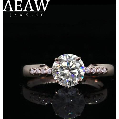 AEAW Vintage Style Jewelry Four Double Claw Ring 1.0ct moissanite 18k Yellow Gold Women Wedding Rings