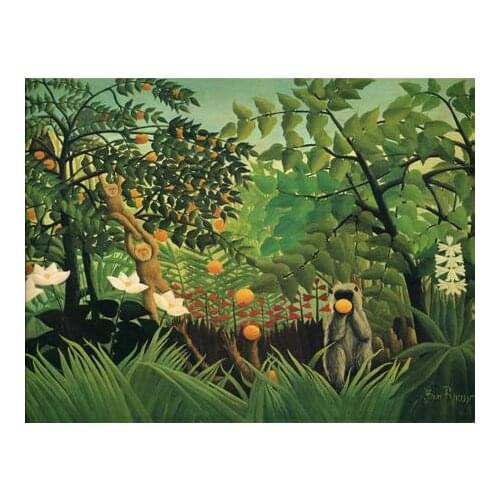 Free shipping monkey animal oil painting green forest fruit trees prints on canvas home wall decoration picture