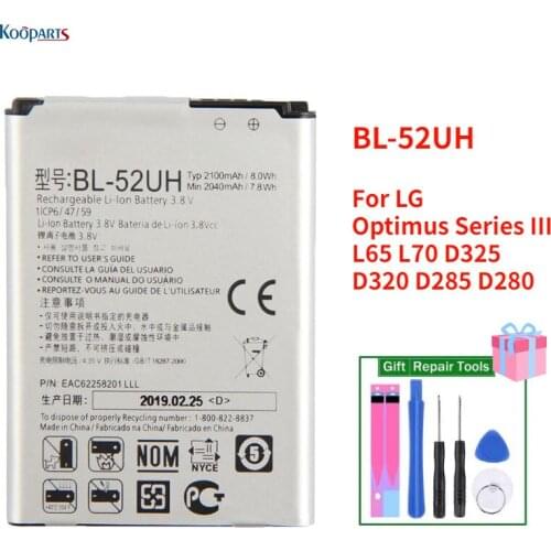 BL-52UH BL-52UH 52UH Battery Replacement for LG Optimus Series III L65 L70 D325 D320 D285 D280 Batteries Bateria free tools
