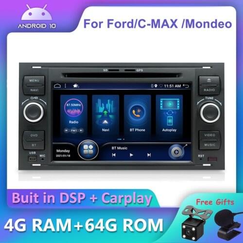 Bosion Android 10.0 DSP CarPlay Car Radio Multimedia Player For Ford Focus 2 Mondeo 4 C-Max S-Max Ford Fiesta Kuga Fusion Galaxy