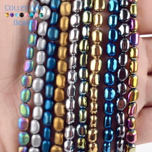 Natural Colourful Oval Shape Hematite Beads Stone Round Loose Spacer Matte Beads for Jewelry Making Bracelet Diy 5-8mm 15