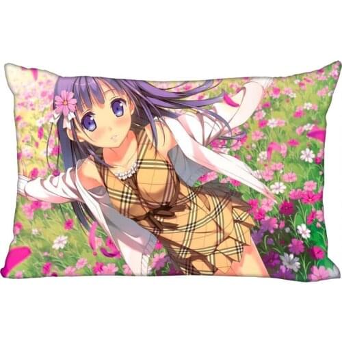 Anime Girl Pillowcase 45x35cm(One Side)Rectangle Zipper Pillow Case Bright Print Throw Wedding Decorative Pillowcase Cover