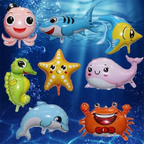 Children 's Birthday Party Decoration Balloons Sea Animals Aluminum Film Balloons Cute Cartoon Balloons