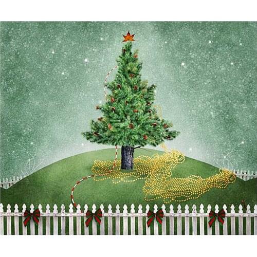 Photography Backdrop 7X5 White Snow Flowers Baby Xmas Tree Festival Background Wood Floor For Photo Studio