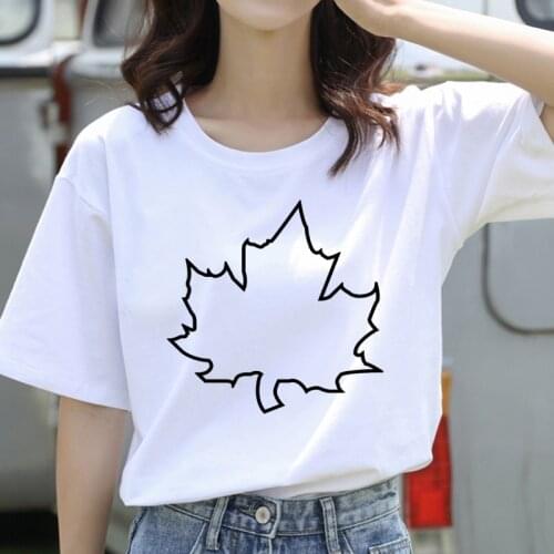 Graphic Tees Tops Maple Leaf Theme Tshirts Women Funny T Shirt O-Neck T-Shirt Vintage Ullzang Mujer_t-Shirt