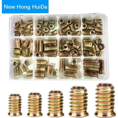 M6 M8 Zinc Alloy Iron Inside Carbon Steel Hex Socket Drive Insert Nut Threaded For Wood Furniture Assortment Kit