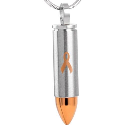 IJD8441 Stainless Steel Bullet Memorial Keepsake Pendant Cremation Ash Urn Necklace for Men+Funnel Included