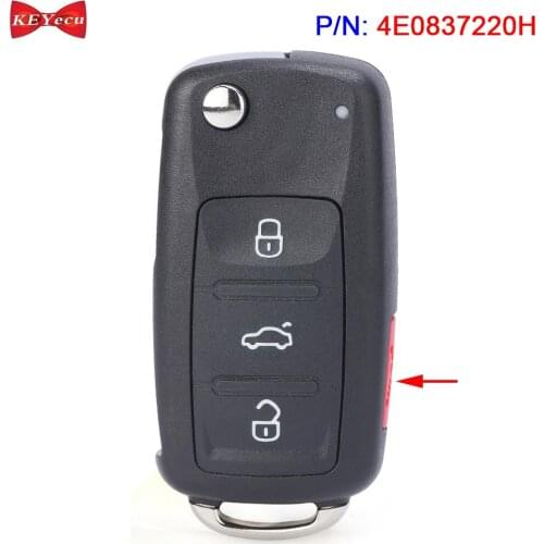 KEYECU for Audi A8 Remote Key Fob 4E0837220H 4E0 837 220H 433MHz FSK PCF7946A / HITAG 2 / 46 Chip 4 Button