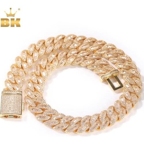 The BLING KING Luxury Miami Cuban Link Necklace Iced Out Baguette Cubic Zirconia Bracelet HipHop Fashion Jewelry For Party Gift