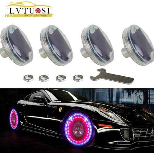LVTUSI 4pcs Stunning Waterproof Solar Car Tuning Aas Nozzle Cap Lamp Rim Light Wind Fire Wheels Led Flash Lamp Type Light AH