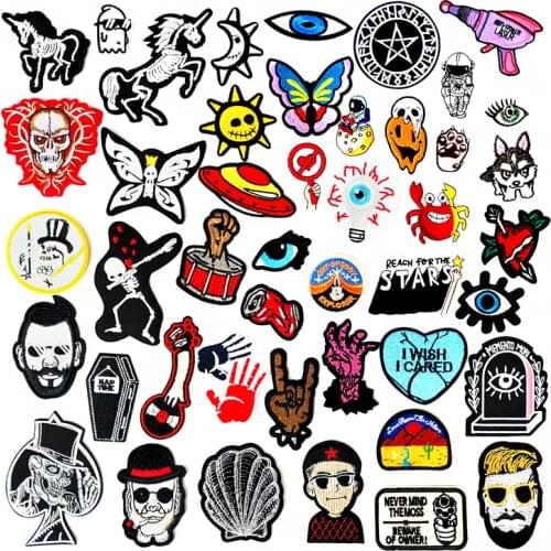SKULL UFO MAN Patches Cloth Mend Decorate Clothes Apparel Sewing Decoration Applique Badges Ghost Eye