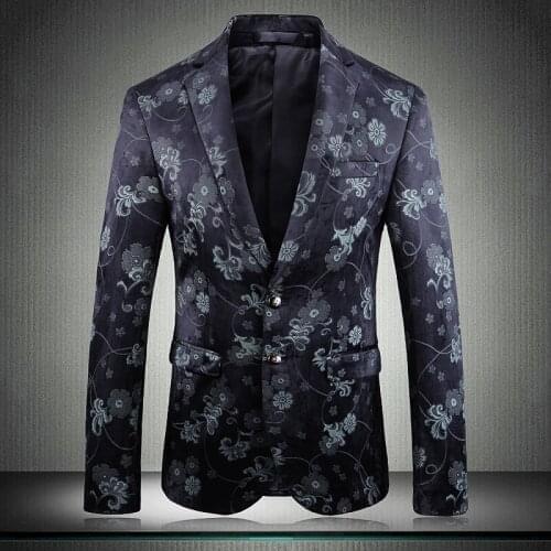 Man Jacquard Mens Blazer Luxury Blazer Masculino Two Bottons Party Wedding Prom Blazers Men Plus Size 5xl Flower Blazer Men