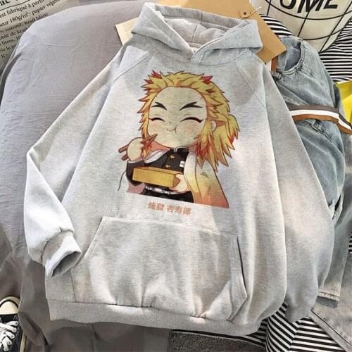 Manga Cartoon Demon Slayer Anime Newest Hoodies Women Men Sweatshirt Rengoku Kyoujurou Print Harajuku CasualClothing