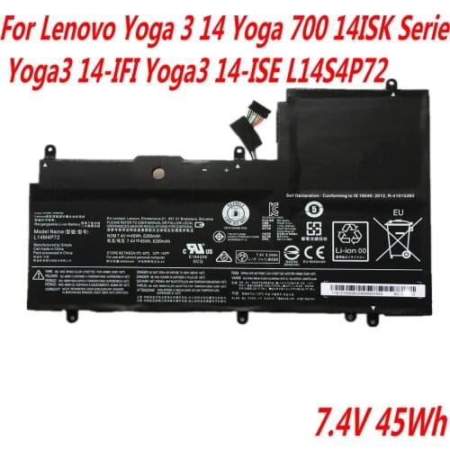 Original 7.4V 45WH L14S4P72 Laptop battery For Lenovo Yoga 3 14 Yoga 700 14ISK Serie Yoga3 14-IFI Yoga3 14-ISE L14M4P72