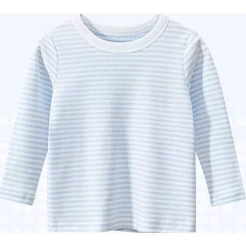 Autumn Childrens Clothing Striped Contrast Color Top Boy T-shirt Fashion Casual Homewear 2-8 Years Old