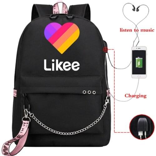 Backpack With USB Charging LIKEE Video 1 App Laptop Backpack School Bags for Teenage Girls 2020 Russian Styles Likee Bookbag