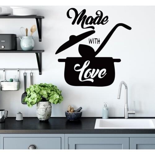 MADE WITH LOVE Wall Stickers Living Room Bedroom Background Decorative PVC Kitchen Decal