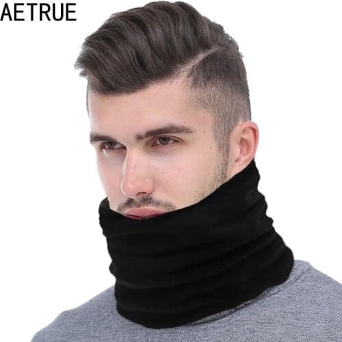 AETRUE Fashion Men Winter Scarf Ring Women Knitted Scarves For Men Neck Shawl Snood Warp Collar Warm Male Soft Fleece Scarves