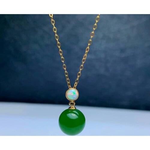 SHILOVEM 18k yellow gold Natural green Jasper pendants no necklace classic fine Jewelry women gift new 10*10mm mymz1010298by