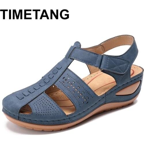 TIMETANG Outside Sandals Suit Female Beige 2021 Summer Womens Heels Med Black Low Girls Comfort New Medium Fashion PU Fretwork