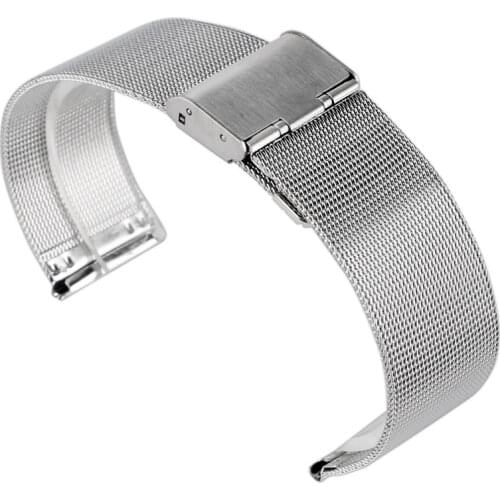 20/22mm High Quality Fashion Watchband Bracelet Stainless Steel Mesh Wrist Band Strap Hook Buckle Solid Link + 2 Spring Bars