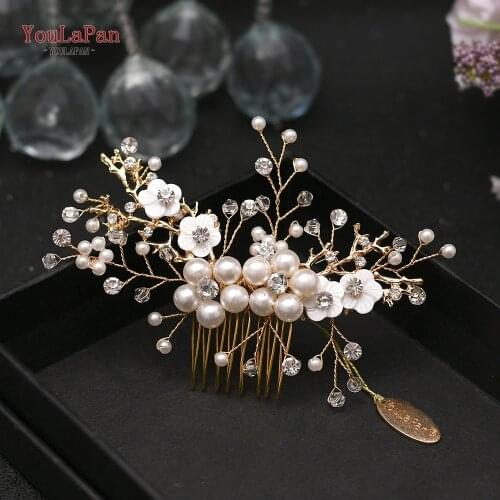 YouLaPan HP168 Bridal Crystal Headpiece Bridal Flower Clips Pearl Bridal Headpiece Wedding Hair Accessory Bride Fancy Hair Clips