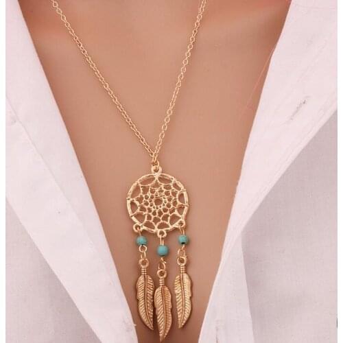 2016 Best Deal Fashion Retro Women Tassels Feather Pendant Necklace Jewelry Bohemia Dream Catcher Pendant Chain Necklace Gift