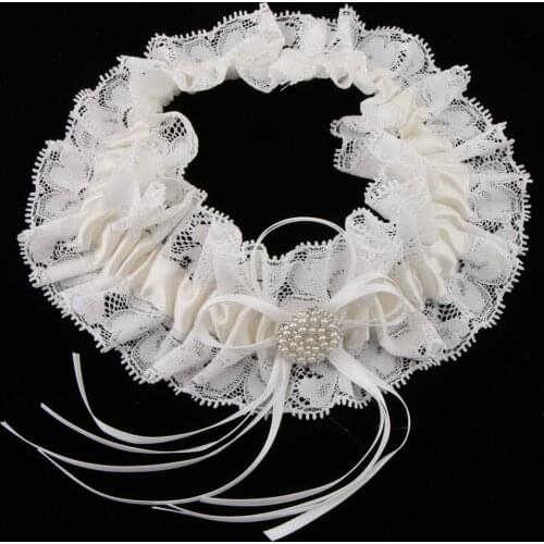 Wedding Bridal Lace Pearls Garter Belt Wedding Garters for Women Bowknot Trim Hen Night Party Dress