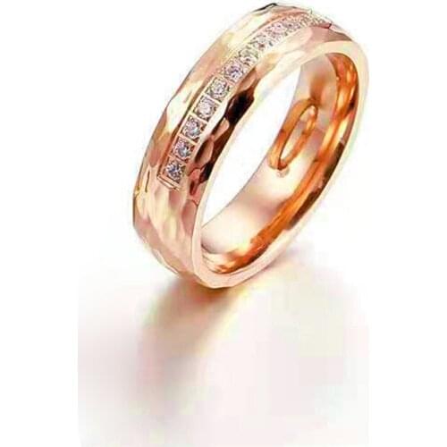 Women stone ring engagement 14k rose gold plated wedding bands titanium jewelry ladies alliance couple rings female