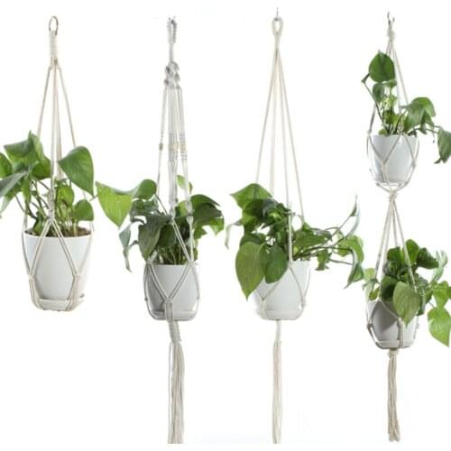1PC Hanging Baskets Flowerpot Plant Holder Pot Macrame Plant Hanger Hanging Planter Basket Jute Rope Braided Craft Vintage Decor
