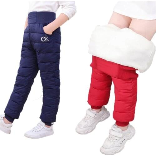 2021 Winter Boys Down Pants Autumn Kids Ski Down Padded Pants Children Clothing Fashion Boy Plus Thick Trousers Girls Warm Pants