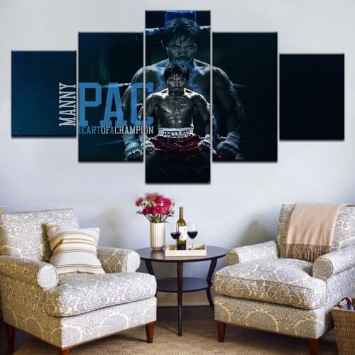 5 Panel Canvas Modular Pictures Home Decor Frame Painting HD Printed Wall Art Boxing Star Sports Boxer Poster Living Room