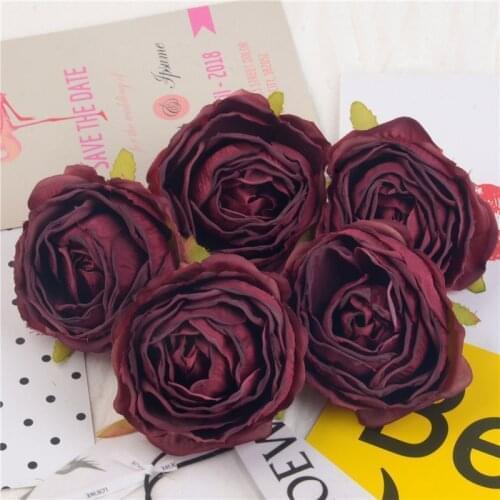 5pcs 7cm High Quality Artificial Rose Flower Head For Home Wedding Decoration DIY Wreath Flower Wall Accessories Fake Flowers