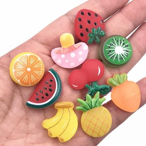 9PCS/Set New Arrival Fruit Kiwi Watermelon Orange Food Resin Flat Back Silicone Accessories Trinkets For DIY Phone Case Jewelry