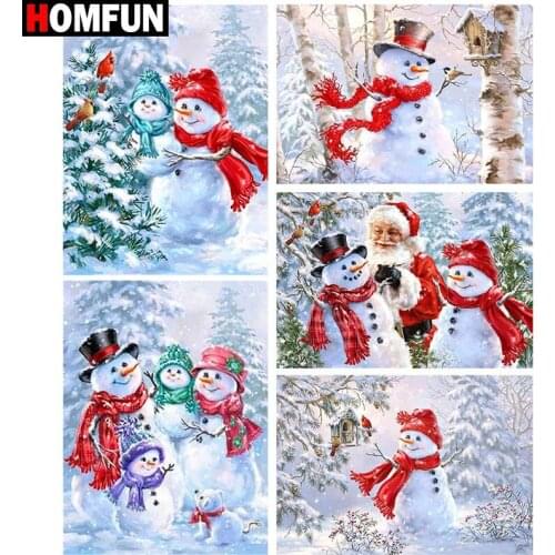 HOMFUN Full Square/Round Drill 5D DIY Diamond Painting "Snowman scenery" 3D Embroidery Cross Stitch 5D Home Decor Gift