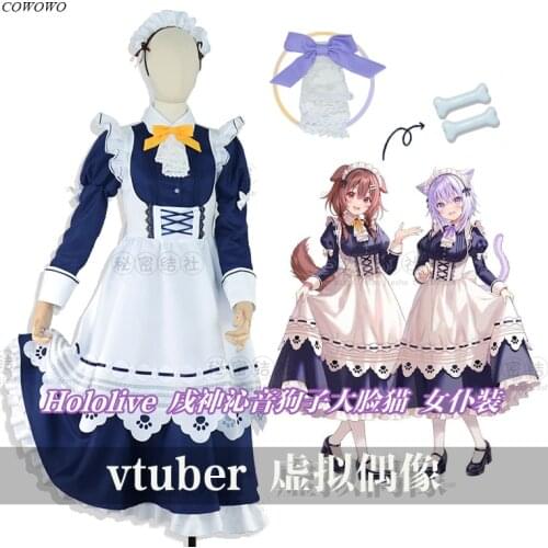 Anime! Vtuber Hololive Inugami Korone Cat Maid Dress Uniform Cosplay Costume Halloween Party Role Play Outfit For Women 2021 NEW