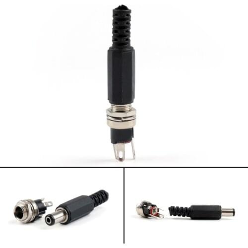 Artudatech 8 Pcs / 50 Pcs 5.5mm X 2.1mm DC Power( Female Socket + Male Plug) Panel Mount Connector Parts