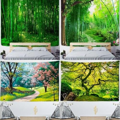 Green forest bamboo wall tapestry tapestry wall wall decor home decor wall tapestry abstract tapestry wall hanging anime hippie