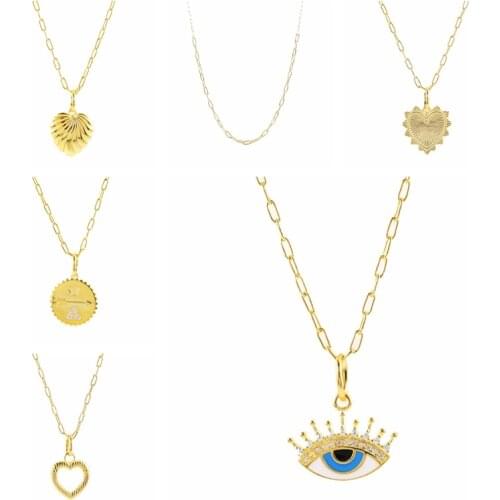 BOAKO 2021 Trend 925 Sterling Silver Necklace For Women Enamel Eyes Necklace Charms Chains Fine Jewelry Choker Bijoux Femme CZ