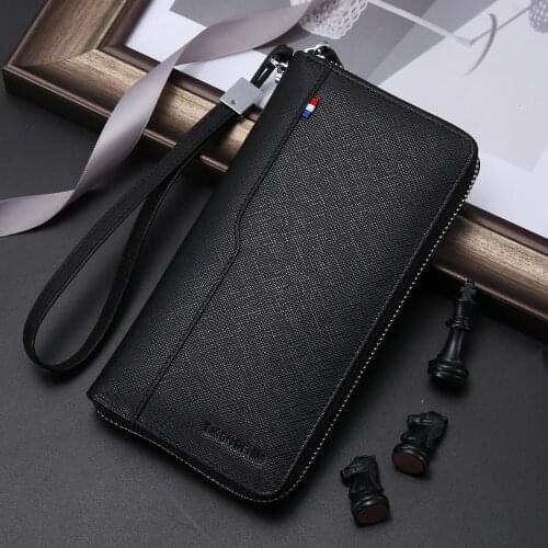 Bison Denim Large Capacity RFID Blocking Wallet Zipper Coin Pocket Long Purse Multiple Card Holder Purse Long Passport Cover Bag
