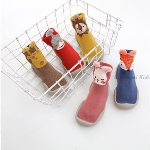 Baby Socks Shoes for Toddler Boys Girls Booties Newborn Anti-Slip Soft Floor Sock Shoes Animal Fox Tiger Thickening Infant Shoes