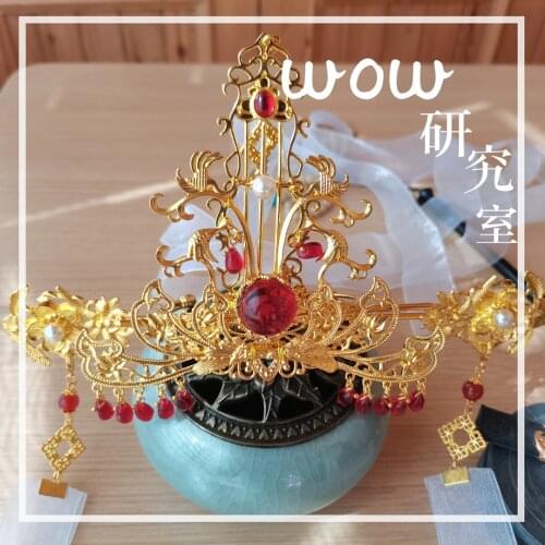 Anime Tian Guan Ci Fu Xie Lian Hair Crown Men Women Student Long Tassle Hairpin Handmade Hair Accessories Xmas Gifts