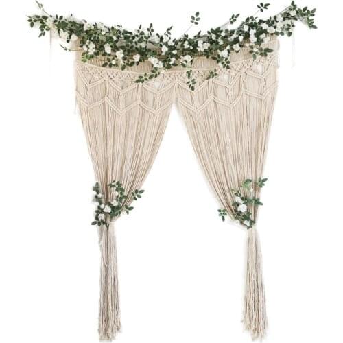 Door Tassel Curtain Wall Hanging Handwoven Boho Wedding Backdrop Room Decorative Curtain Tapestry For Bedroom Living Room