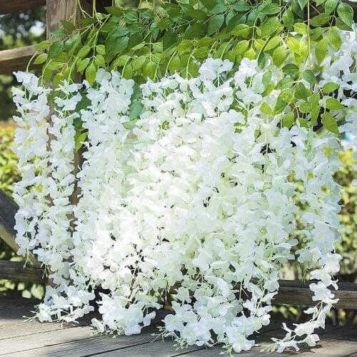 16PCS Artificial Wisteria Hanging Flowers Garland Wisteria Artificial Flowers for Wedding Decorations Garden